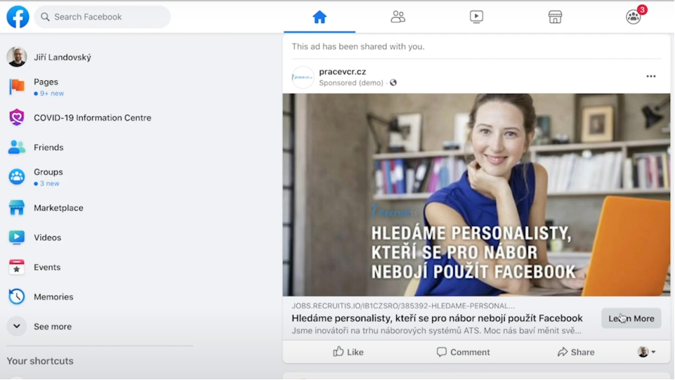 Personální inzerce na Facebooku bez marketingového oddělení