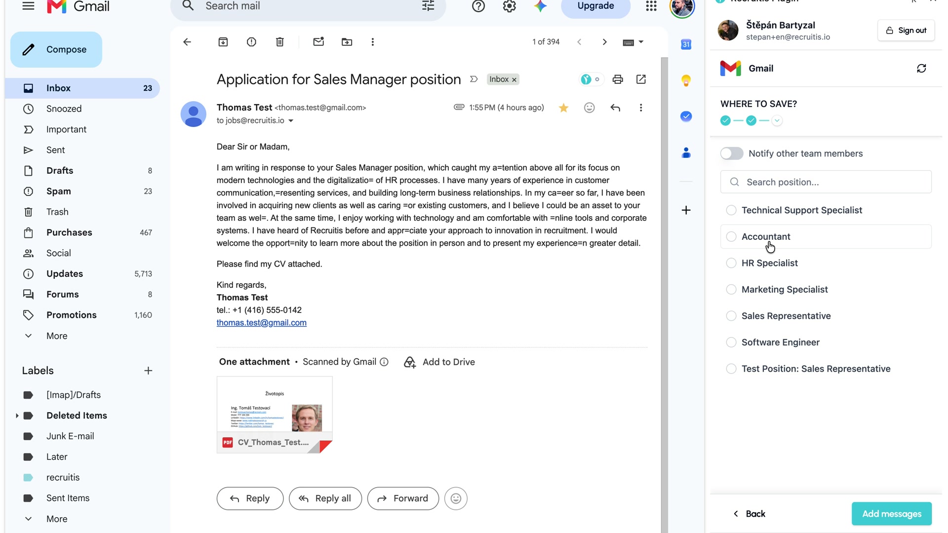 Outlook a Gmail plugin